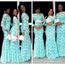 African Vestido Para Madrinha De Casamento Maid of Honor Dress Long Sleeve Mermaid Lace Bridesmaid Dresses MB996